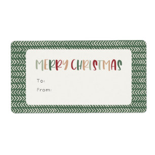 Colorful Green Merry-kerstrectangle-cadeau Etiket