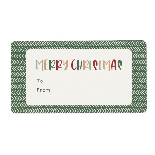 Colorful Green Merry-kerstrectangle-cadeau Etiket (Voorkant)
