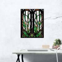 Colorful Green Reeds Art Nouveau Glas in lood