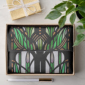 Colorful Green Reeds Art Nouveau Glas in lood Tissuepapier (Geschenk)