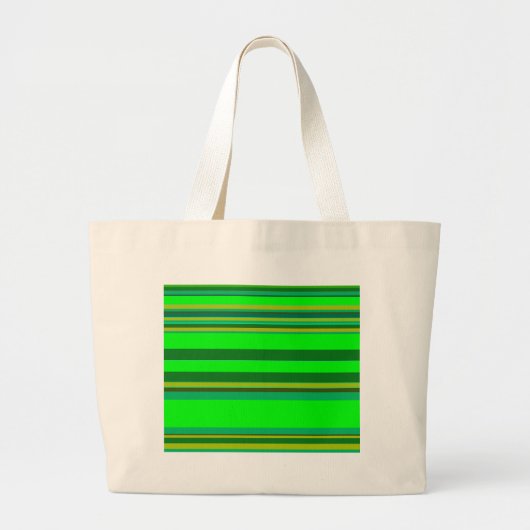 Colorful Green Stripe Gepersonaliseerd Designer Pa Grote Tote Bag (Voorkant)