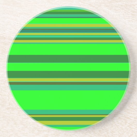 Colorful Green Stripe Gepersonaliseerd Designer Pa Zandsteen Onderzetter (Voorkant)