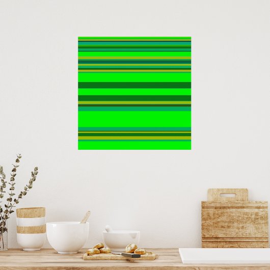 Colorful Green Stripe Pattern Gepersonaliseerd Des Poster (Keuken)