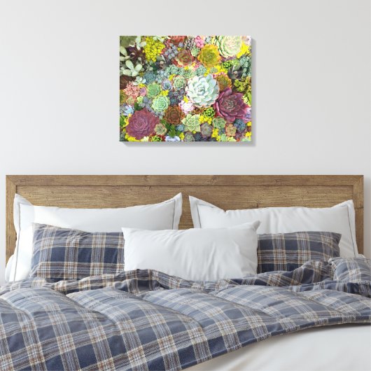 Colorful Greenery Succulents Canvas Afdruk (Insitu (Slaapkamer))