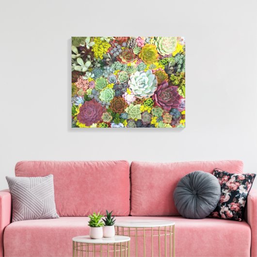Colorful Greenery Succulents Canvas Afdruk (Insitu (Woonkamer))