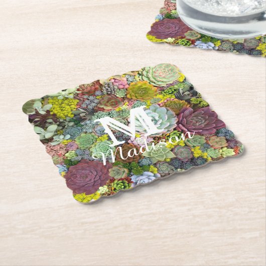 Colorful Greenery Succulents Kartonnen Onderzetters (Gebogen)