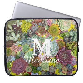 Colorful Greenery Succulents Laptop Sleeve