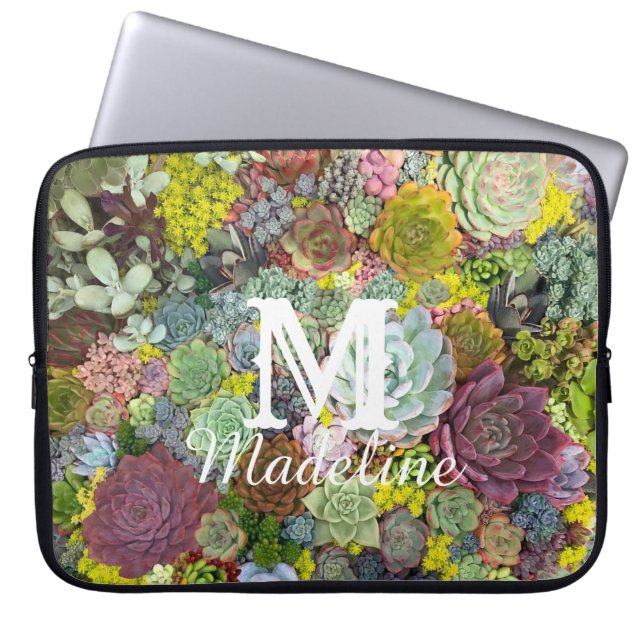 Colorful Greenery Succulents Laptop Sleeve (Voorkant)