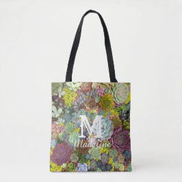 Colorful Greenery Succulents Tote Bag