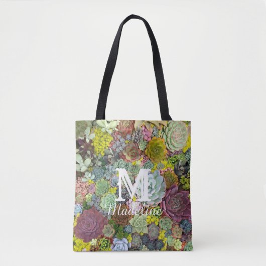 Colorful Greenery Succulents Tote Bag (Voorkant)