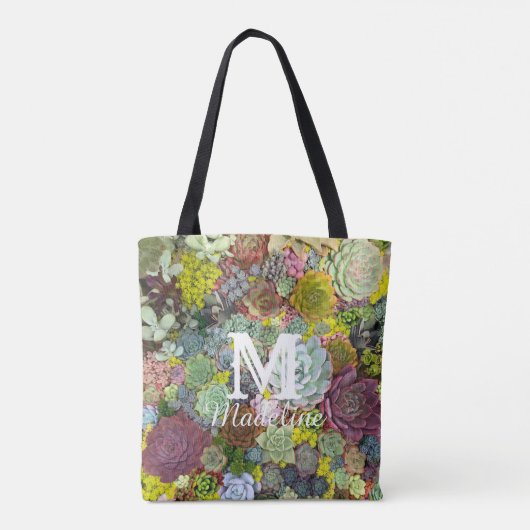 Colorful Greenery Succulents Tote Bag (Achterkant)
