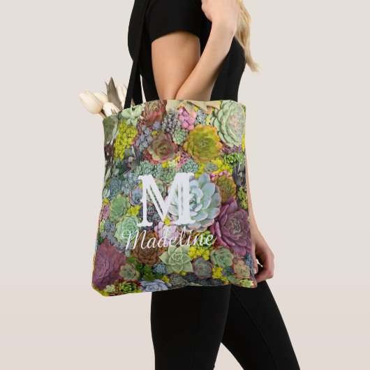 Colorful Greenery Succulents Tote Bag (Dichtbij)