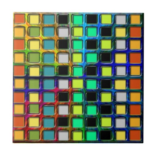Colorful Grid-Tiled door Shirley Taylor Tegeltje (Voorkant)