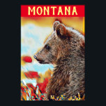 Colorful Grizzly Beer Pop Art Montana Travel Poster<br><div class="desc">Dit is een modern digitaal pop kunststijl, een creatief natuurportret van een grizzly beer op een kleurrijke achtergrond met tinten rood, oranje, blauw en geel. Ik voegde een typografie-element aan de bovenkant toe met het woord: Montana in een geel gekleurd geel, alle petten lettertype om het een reisposter te geven...</div>