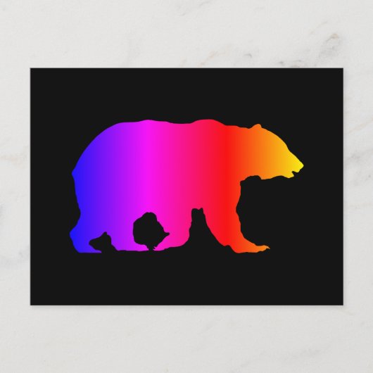 Colorful Grizzly Beer Silhouette Briefkaart (Voorkant)