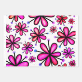 Colorful Groovy 70's Doodle Flowers Pattern Inpakpapier Vel (Voorkant 3)