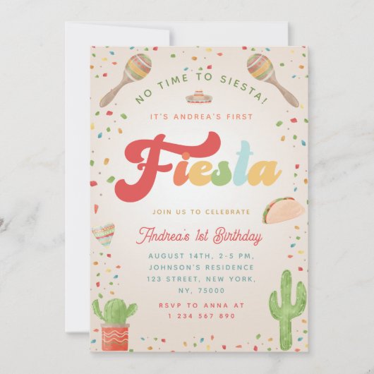 Colorful Groovy Fiesta 1ste verjaardag Genderneutr Kaart (Voorkant)