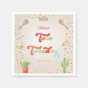 Colorful Groovy Fiesta 2e verjaardag Taco Twosday Servet