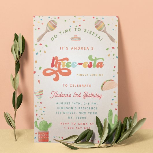 Colorful Groovy Fiesta 3rd Birthday Gender Neutral Kaart