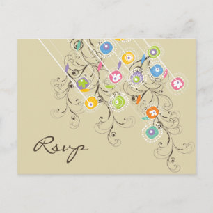 Colorful Groovy Flowers Garden Summer Weddenschap  Uitnodiging Briefkaart