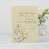 Colorful Groovy Flowers Garden Whimsical Wedding Kaart (Staand voorkant)