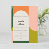 Colorful Groovy Retro Arch Abstract Baby shower Kaart (Staand voorkant)