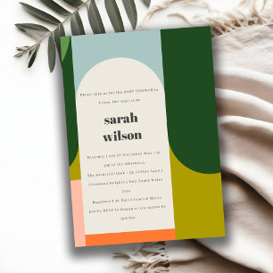 Colorful Groovy Retro Arch Abstract Baby shower Kaart