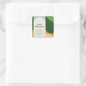 Colorful Groovy Retro Arch Abstract Baby shower Vierkante Sticker (Tas)