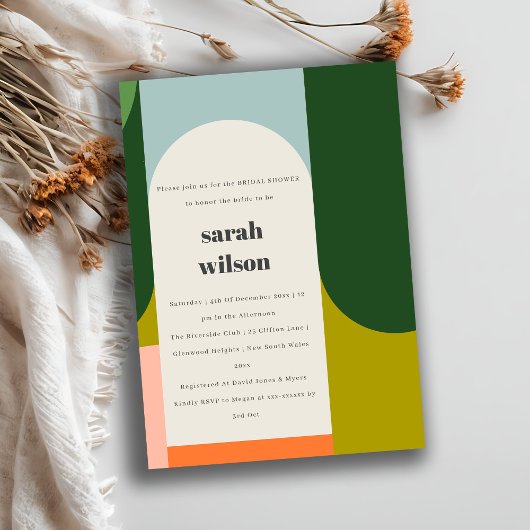 Colorful Groovy Retro Arch Abstract Vrijgezellenfe Kaart