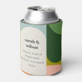 Colorful Groovy Retro Arch Bold Abstract Weddensch Blikjeskoeler (Blikje Voorkant)