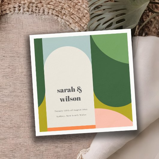 Colorful Groovy Retro Arch Bold Abstract Weddensch Servet