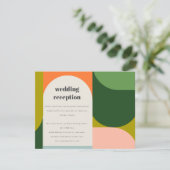 Colorful Groovy Retro Arch Bold Weddenschap Informatiekaartje (Staand voorkant)