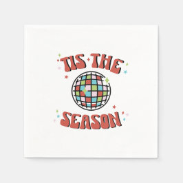 Colorful Groovy Retro Disco-kerstfeestartikel Servet