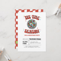 Colorful Groovy Retro Disco kerstparty