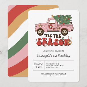 Colorful Groovy Retro Kerstmis Kaart