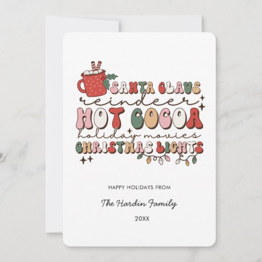 Colorful Groovy Retro Kerstmis Kaart (Voorkant)