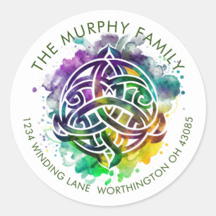 Colorful Grunge Celtic Waterverf Design Ronde Sticker