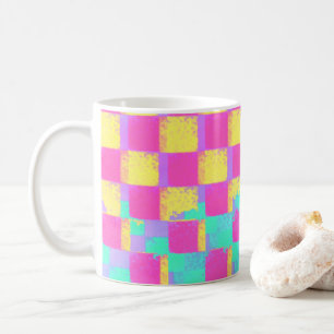Colorful Grunge Checkerboard Patroon Koffiemok