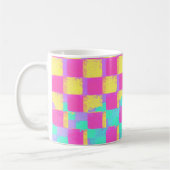 Colorful Grunge Checkerboard Patroon Koffiemok (Links)