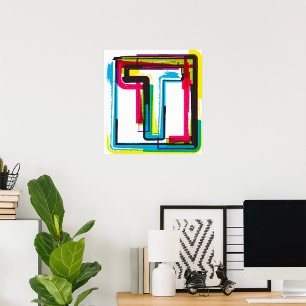 Colorful Grunge Letter T Artistic Poster