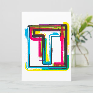 Colorful Grunge Letter T Kaart