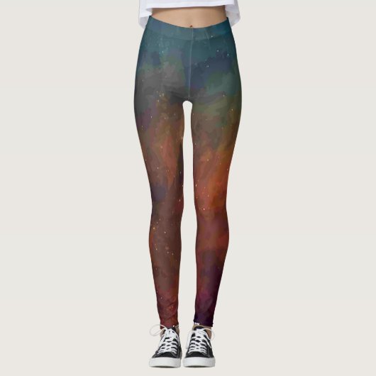 Colorful Grunge Paint Effect Leggings (Voorkant)
