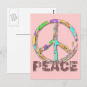 COLORFUL GRUNGE STYLE PEACE SIGN BRIEFKAART (Voorkant / Achterkant)
