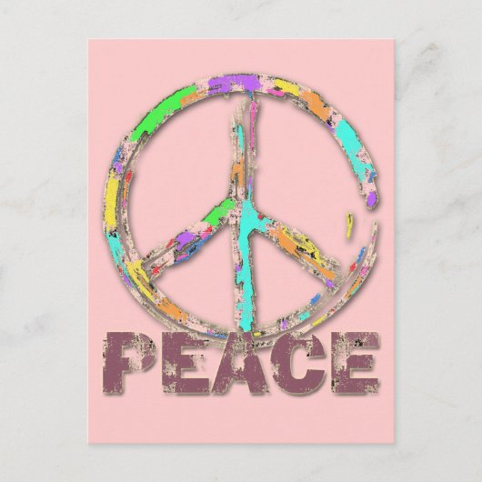 COLORFUL GRUNGE STYLE PEACE SIGN BRIEFKAART (Voorkant)