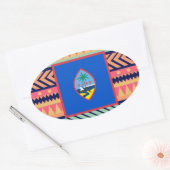 Colorful Guam Flag Box Ovale Sticker (Envelop)