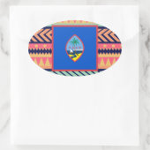 Colorful Guam Flag Box Ovale Sticker (Tas)