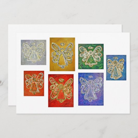 Colorful Guardian Angel Art - Aangepaste uitnodigi Kaart (Voorkant / Achterkant)
