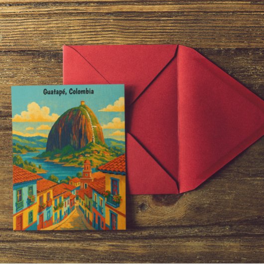 Colorful Guatape El Penol Rock Colombia Briefkaart