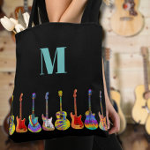 Colorful Guitar Monogram Tote Bag