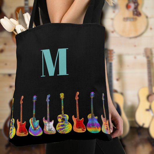 Colorful Guitar Monogram Tote Bag